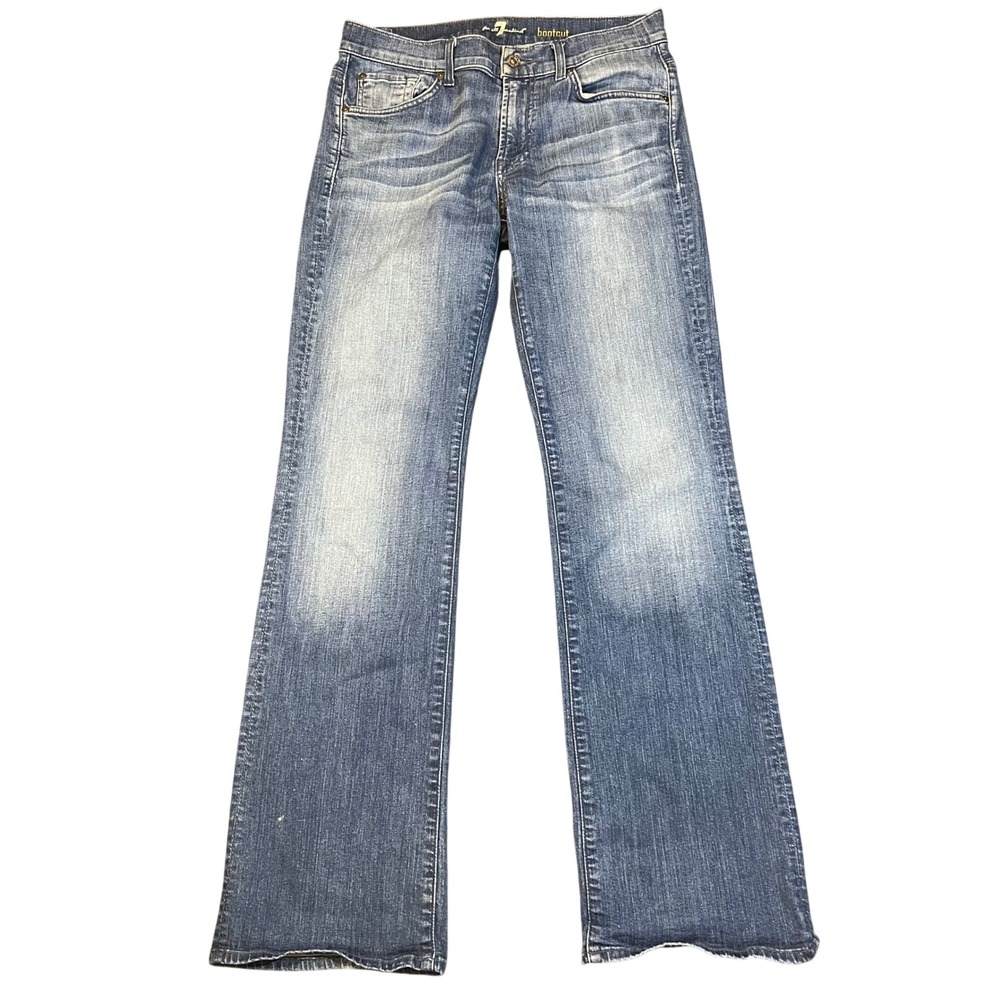 7 For All Mankind Mens Bootcut Jeans Medium Wash Blue Size 32x33 Denim